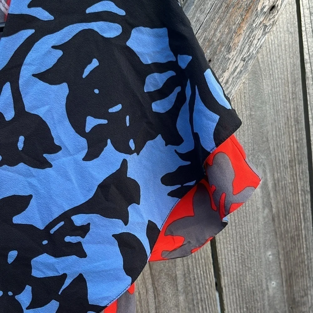 EUC Diane Von Furstenberg Silk Multi Pattern Ruffle Front Dress Sz XS Rtl. $528